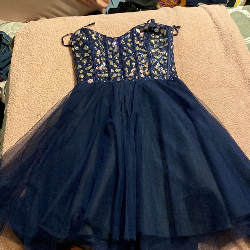 this very cute strapless homecoming dress